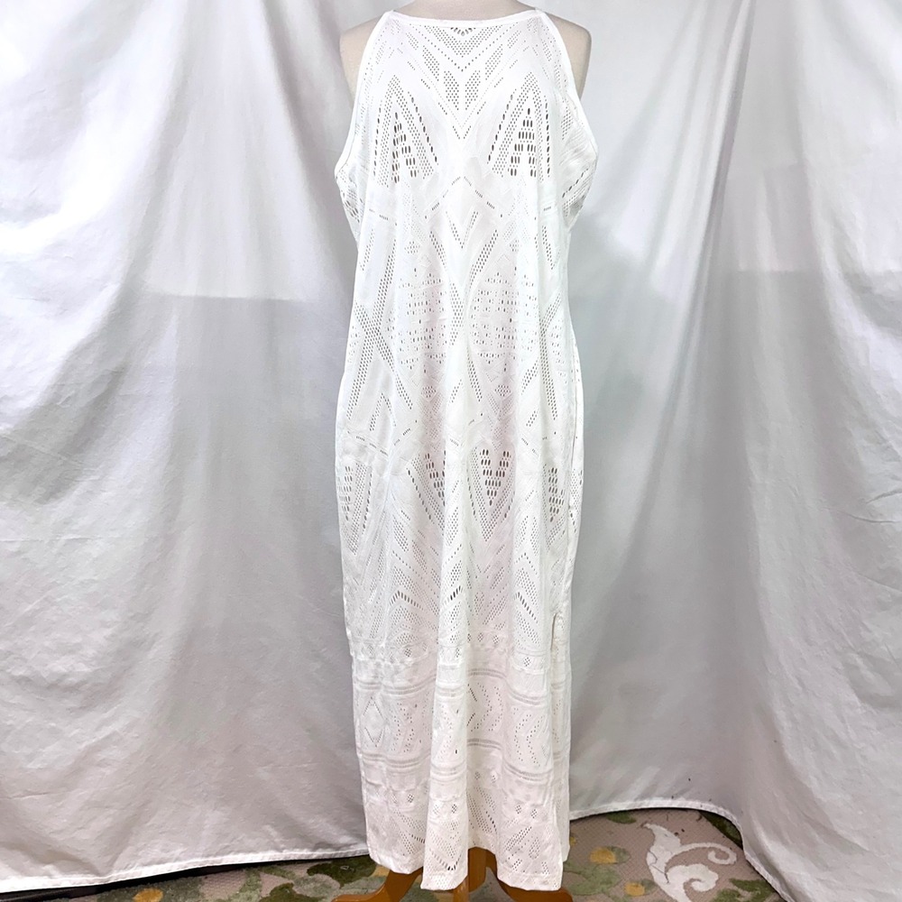 HOUSE OF HARLOW‎ 1960 White Laser Cut Halter Maxi Dress XL Cover Up Beach Resort